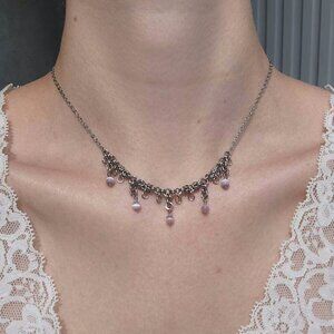 Gothic princess purple selenite necklace ✦ chain maille chandelier necklace ✦
